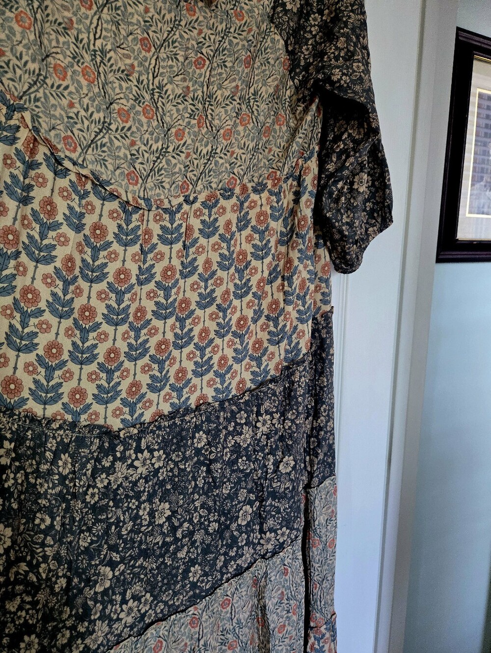 Bohemian Floral Tiered Maxi Dress - Beige & Blue..Natural LIFE..NWT - Picture 8 of 13